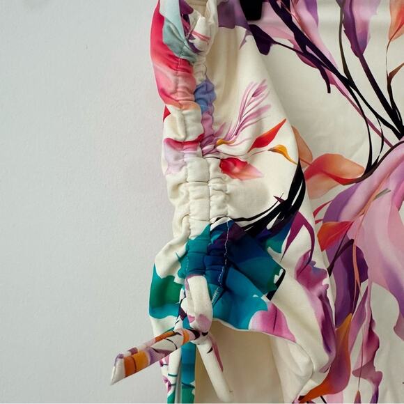 CALIA High Waisted Ruched Side Tie Swim Bottoms Multi Floral Size 1X CALLOUT - Picture 8 of 9